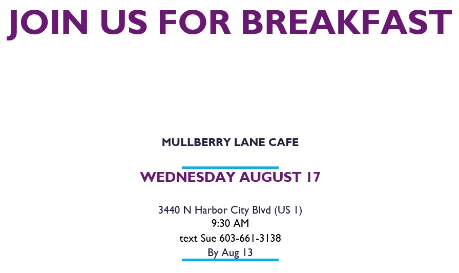 Join us for Breakfast - Aug. 17, 2022